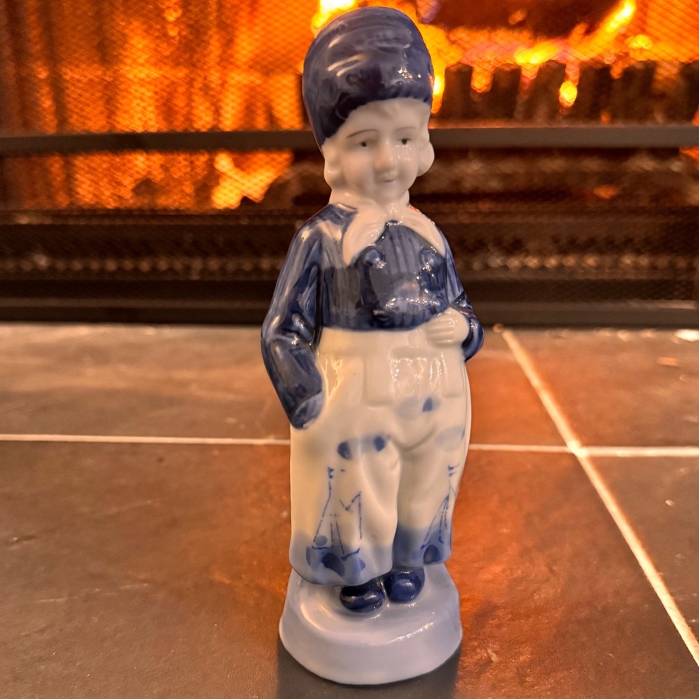 Vintage Ceramic Dutch Boy Figurine Blue White Sailor Outfit Delft Style Japan‎